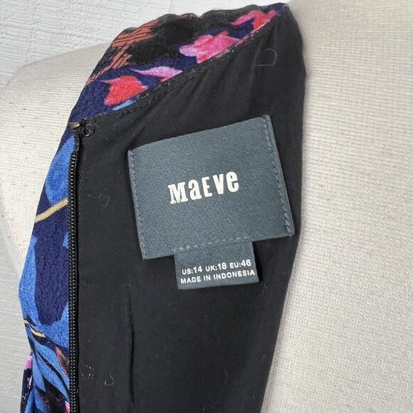 MAEVE Elia Dress 14 Womens Multicolor Floral Print Cold Shoulder Anthropologie - Picture 2 of 10